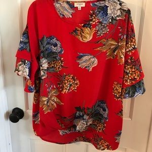 Red Floral Umgee Top